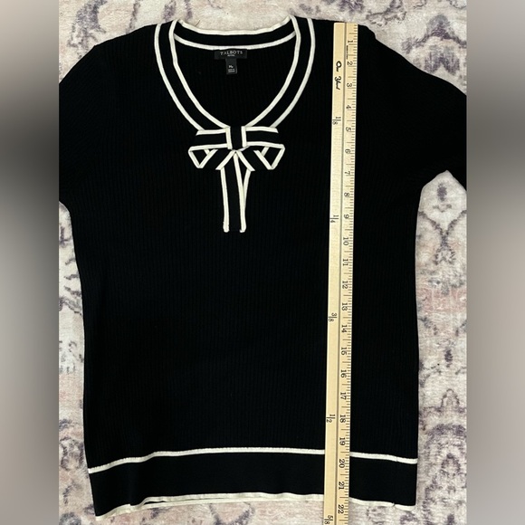 Talbots V-Neck Bow Front Ribbed Top Medium Petite - Picture 6 of 9